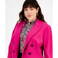 Best Sale 🎉 Bar III Plus Size Compression Boyfriend Blazer, Created For Macy's Jazz Berry 👏 -Cheap Bar III Store unnamed file 1034