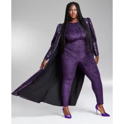 Deals 💯 Bar III GooGoo Atkins Trendy Plus Size Textured Shimmering Long-Sleeve Cat Suit, Created For Macy's Regal Plum 😀 -Cheap Bar III Store unnamed file 1042
