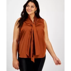 Best reviews of 🥰 Bar III Plus Size Sleeveless Bow-Tie Blouse, Created For Macy's Clay ⌛ -Cheap Bar III Store unnamed file 1045
