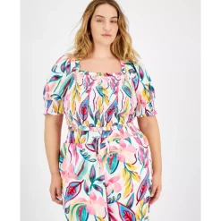 Outlet 👍 Bar III 👩 Women's Blurred Print Scoop-Neck Camisole Jazz Berry Multi ⌛