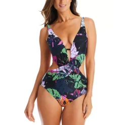 Promo ⌛ Bar III Paradise Palms Drape Front Open Back Monokini, Created For Macy's Multi 🧨 -Cheap Bar III Store unnamed file 1076