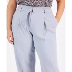 Cheapest 👏 Bar III Plus Size Belted Textured Crepe Pants Moonstone 🌟 -Cheap Bar III Store unnamed file 1097