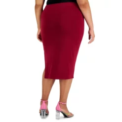 Budget ✔️ Bar III Trendy Plus Size Midi 👗 Skirt, Created For Macy's Sweet Wine 🥰 -Cheap Bar III Store unnamed file 1104