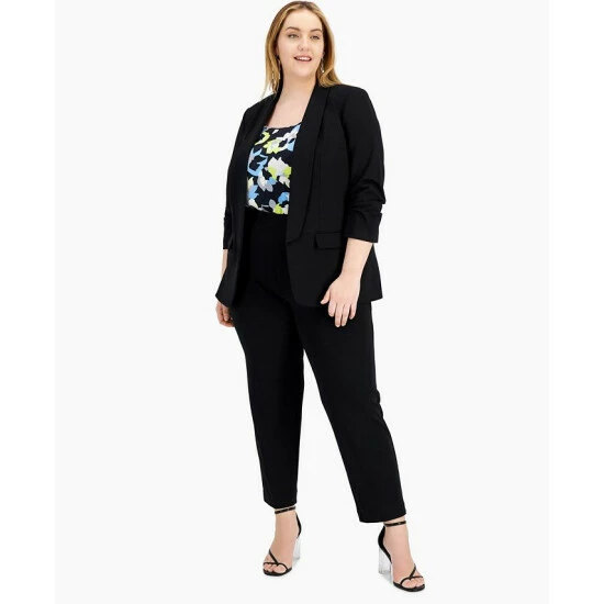 Buy ๐ Bar III Plus Size Open-Front Blazer, Created For Macy's Black โจ 1 Buy ๐ Bar III Plus Size Open-Front Blazer, Created For Macy's Black โจ