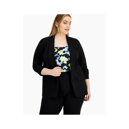 Buy ๐ Bar III Plus Size Open-Front Blazer, Created For Macy's Black โจ 3 Buy ๐ Bar III Plus Size Open-Front Blazer, Created For Macy's Black โจ - Image 3