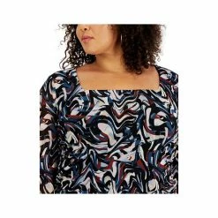 Brand new 🔔 Bar III Plus Size Square Neck Marble Print Top, Created For Macy's Skyway Multi 🛒 -Cheap Bar III Store unnamed file 1126