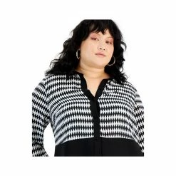 Cheapest 😀 Bar III Plus Size Diamond-Print 👕 Shirt, Created For Macy's Bar Black/whie 💯 -Cheap Bar III Store unnamed file 1152