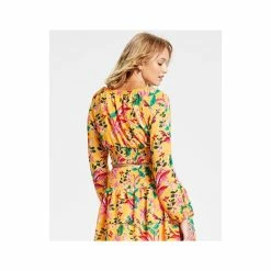 Budget ⭐ Bar III 👩 Women's Printed Long-Sleeve Scoop-Neck Top, Created For Macy's Kauai Gardens ✨ -Cheap Bar III Store unnamed file 1155