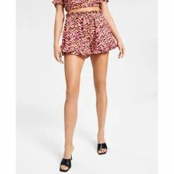 Best deal 😀 Bar III 👩 Women's Printed Textured Ruffle-Detail Pull-On Skort, Created For Macy's Tiger Tracks ✨