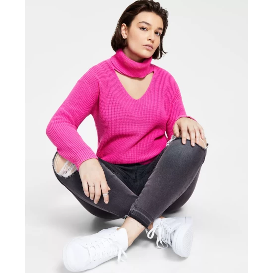 Flash Sale ๐คฉ Bar III ๐ฉ Women's Cutout-Detail Turtleneck Sweater, Created For Macy's Aqua Lake ๐งจ 8 Flash Sale ๐คฉ Bar III ๐ฉ Women's Cutout-Detail Turtleneck Sweater, Created For Macy's Aqua Lake ๐งจ - Image 8