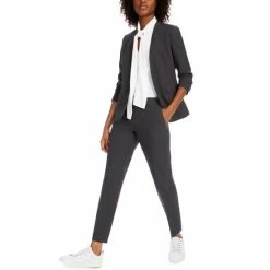 Cheap 😉 Bar III Collarless Open-Front Jacket, Bow-Neck Blouse & Straight-Leg Pants, Created For Macy's Black 😉