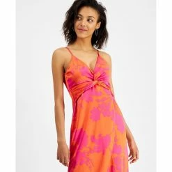 Budget 😍 Bar III 👩 Women's Twisted-Bodice Front-Slit 👗 Dress, Created For Macy's Sunset Berry Cmb 🤩 -Cheap Bar III Store unnamed file 1177