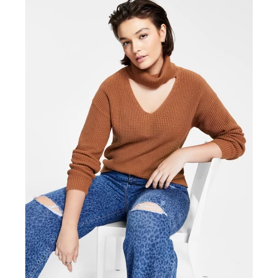 Flash Sale ๐คฉ Bar III ๐ฉ Women's Cutout-Detail Turtleneck Sweater, Created For Macy's Aqua Lake ๐งจ 9 Flash Sale ๐คฉ Bar III ๐ฉ Women's Cutout-Detail Turtleneck Sweater, Created For Macy's Aqua Lake ๐งจ - Image 9