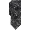 Flash Sale 🥰 Bar III Men's Wiley Floral Skinny Tie, Created For Macy's Black 🔔