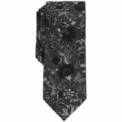 Flash Sale 🥰 Bar III Men's Wiley Floral Skinny Tie, Created For Macy's Black 🔔
