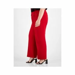 Buy ❤️ Bar III Plus Size Textured Crepe Wide-Leg Pants, Created For Macy's Morello Cherry 💯 -Cheap Bar III Store unnamed file 1198