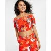 Buy 👏 Bar III 👩 Women's Printed Off-The-Shoulder Smocked Top, Created For Macy's Montereybouquet 😉