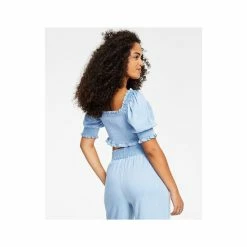 Buy 😍 Bar III 👩 Women's Smocked Crop Top, Created For Macy's Blue Whisper ✨ -Cheap Bar III Store unnamed file 1218