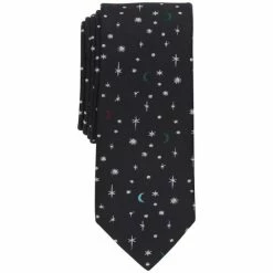 Promo ⭐ Bar III Men's Miniature Moon And Stars Tie, Created For Macy's Black 🔥