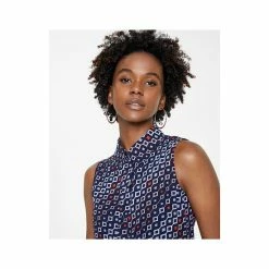 New 🥰 Bar III 👩 Women's Sleeveless Geo-Print Blouse, Created For Macy's Bar Navy Combo 😍 -Cheap Bar III Store unnamed file 1224