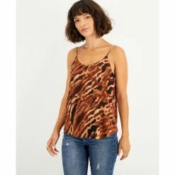 Promo 👍 Bar III 👩 Women's Animal-Print Scoop-Neck Camisole, Created For Macy's Gaucho Brown Combo 🛒