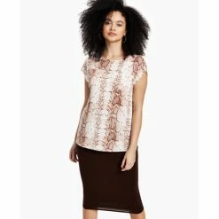 Best Sale ✔️ Bar III Python-Print Pocket Top, Created For Macy's Snake Python 👏