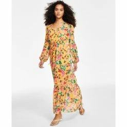Outlet ๐คฉ Bar III ๐ฉ Women's Printed Chiffon Maxi ๐ Dress, Created For Macy's Kauai Garden ๐