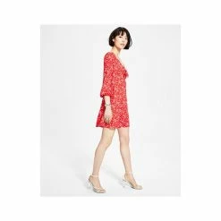 Best reviews of ✔️ Bar III 👩 Women's Ditsy-Print Tie-Bust 👗 Dress, Created For Macy's Aurora Red Floral 😉 -Cheap Bar III Store unnamed file 1271