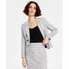 Best Sale ⭐ Bar III 👩 Women's Tweed Faux Double-Breasted Blazer, Created For Macy's Bar White Combo 👏