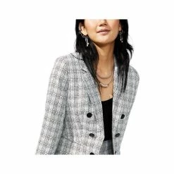 Best Sale ⭐ Bar III 👩 Women's Tweed Faux Double-Breasted Blazer, Created For Macy's Bar White Combo 👏 -Cheap Bar III Store unnamed file 1308