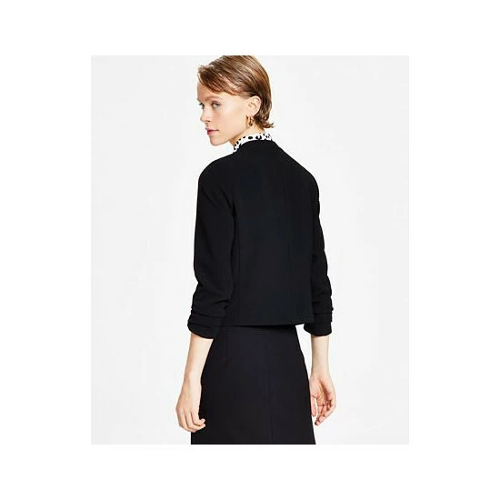 Flash Sale π Bar III π© Women's Textured Crepe Scrunch-Sleeve Blazer, Created For Macy's Black βοΈ 2 Flash Sale π Bar III π© Women's Textured Crepe Scrunch-Sleeve Blazer, Created For Macy's Black βοΈ - Image 2