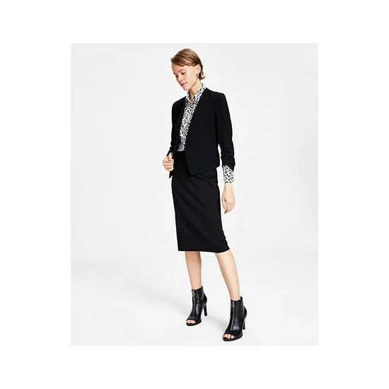 Flash Sale π Bar III π© Women's Textured Crepe Scrunch-Sleeve Blazer, Created For Macy's Black βοΈ 3 Flash Sale π Bar III π© Women's Textured Crepe Scrunch-Sleeve Blazer, Created For Macy's Black βοΈ - Image 3
