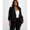 Best reviews of 👏 Bar III Plus Size Ruched Sleeve Blazer, Created For Macy's Black 😀