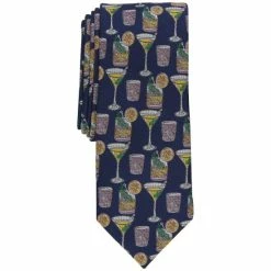 New ⌛ Bar III Men's Norvelle Drink-Print Tie, Created For Macy's Navy 🥰