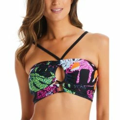 Promo 😍 Bar III 👩 Women's Paradise Palms Printed Bandeau 👙 Bikini Top, Created For Macy's Multi 😀