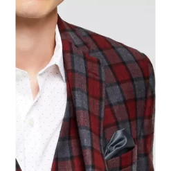 Discount ⭐ Bar III Men's Slim-Fit Red/Gray Plaid Suit Jacket, Created For Macy's Red Grey 🧨 -Cheap Bar III Store unnamed file 137