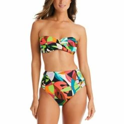 Best reviews of ❤️ Bar III Tropical Dreams Twist-Front Bandeau 👙 Bikini Top & High Waist Bottoms, Created For Macy's Multi 🧨