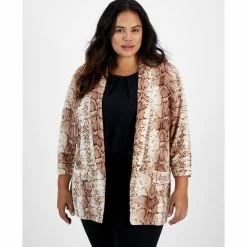Top 10 🎁 Bar III Plus Size Python-Print Open-Front Boyfriend Blazer, Created For Macy's Snake Python ⌛