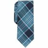 Hot Sale 🔔 Bar III Men's Leroy Plaid Skinny Tie, Created For Macy's Teal 🎁