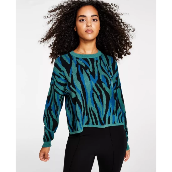 Wholesale βοΈ Bar III π© Women's Printed Drop-Shoulder Ribbed-Edge Sweater, Created For Macy's Zebra Twist Ep β 2 Wholesale βοΈ Bar III π© Women's Printed Drop-Shoulder Ribbed-Edge Sweater, Created For Macy's Zebra Twist Ep β - Image 2