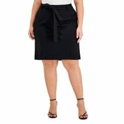 Top 10 🔥 Bar III Plus Size Tie-Waist 👗 Skirt, Created For Macy's Black 😀