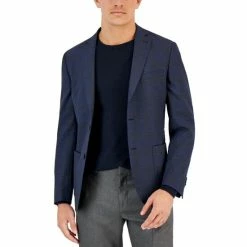Budget ๐ Bar III Men's Slim-Fit Navy Windowpane Knit Blazer, Created For Macy's ๐