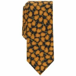 New ⌛ Bar III Men's Wonder Floral Skinny Tie, Created For Macy's Gold 🎁