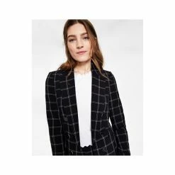 Brand new ⭐ Bar III 👩 Women's Windowpane Print Open Front Jacket Black/white 👏 -Cheap Bar III Store unnamed file 1561