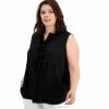 Flash Sale 🛒 Bar III Plus Size Ruffle-Front Blouse, Created For Macy's Black 👏