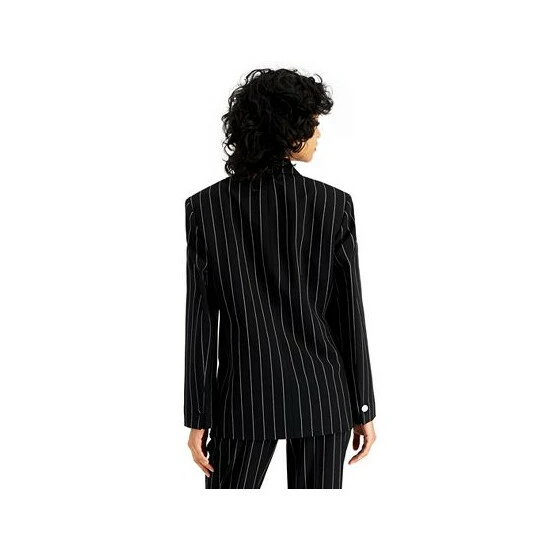 Buy 😉 Bar III 👩 Women's Pinstripe One-Button Boyfriend Jacket, Created For Macy's Bar Black/white 👍 2 Buy 😉 Bar III 👩 Women's Pinstripe One-Button Boyfriend Jacket, Created For Macy's Bar Black/white 👍 - Image 2