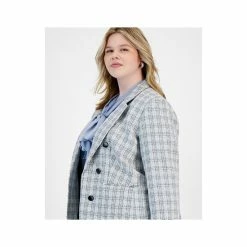 Discount ❤️ Bar III Plus Size Faux Double Breasted Blazer, Created For Macy's Bar White Combo ⭐ -Cheap Bar III Store unnamed file 1580