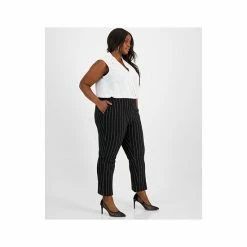Cheap 😉 Bar III Plus Size Pinstripe Straight Ankle Pants, Created For Macy's Bar Black/whie ⭐ -Cheap Bar III Store unnamed file 1584