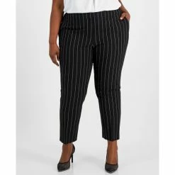 Cheap 😉 Bar III Plus Size Pinstripe Straight Ankle Pants, Created For Macy's Bar Black/whie ⭐ -Cheap Bar III Store unnamed file 1585
