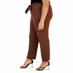 Hot Sale 💯 Bar III Plus Size Textured Tie-Waist Pants, Created For Macy's Gaucho Brown Multi 🔥 -Cheap Bar III Store unnamed file 1600